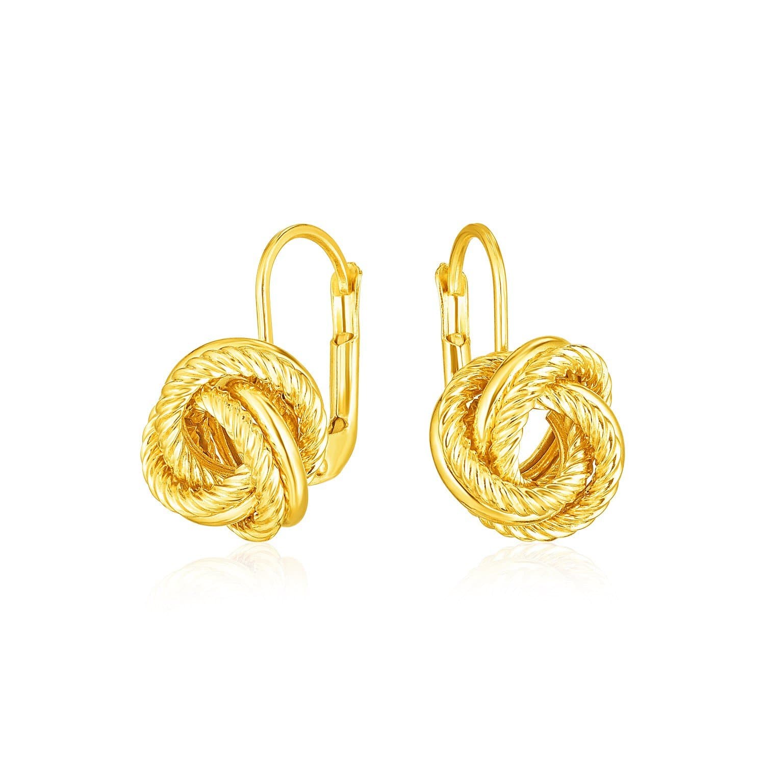 14k Yellow Gold Textured Love Knot Earrings