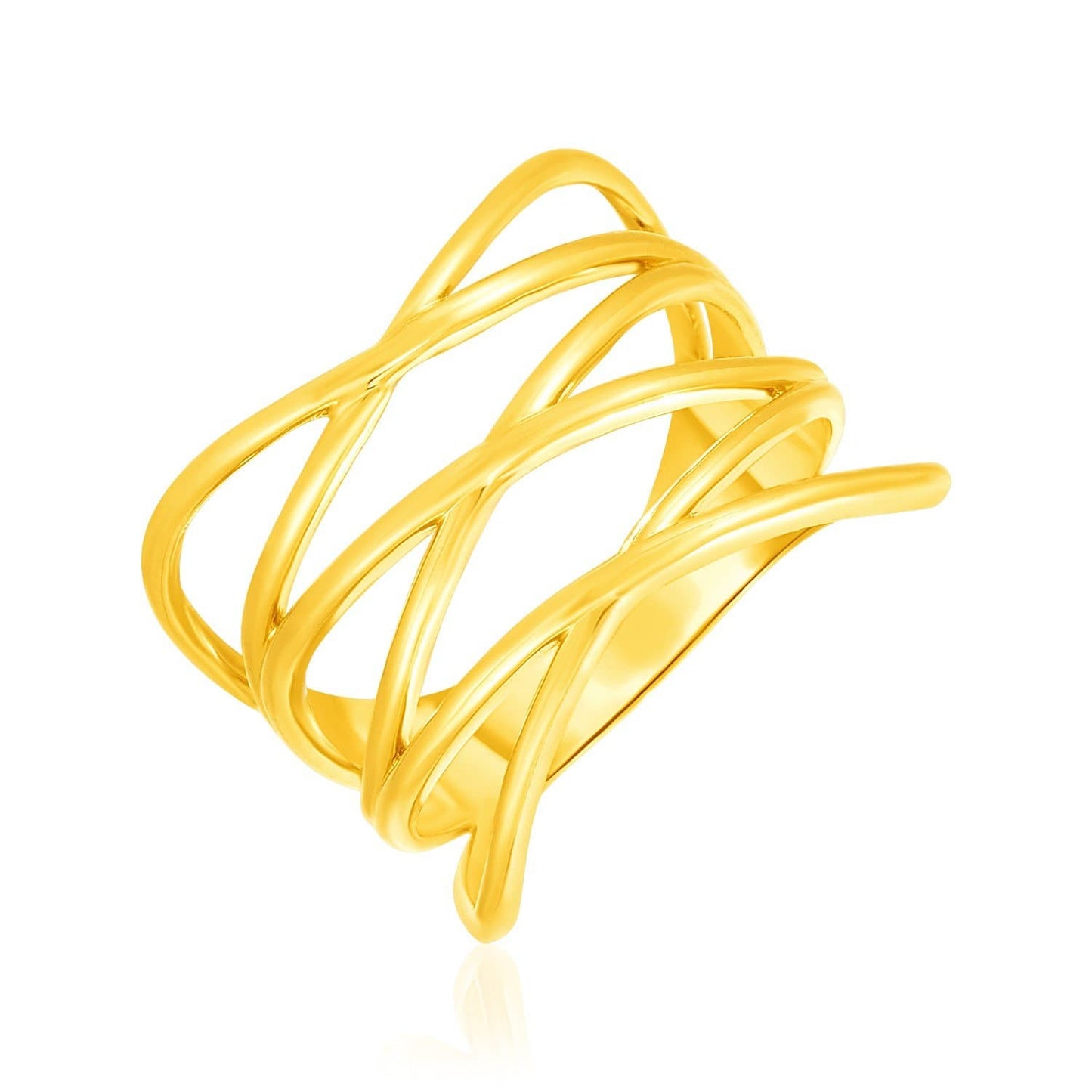 14k Yellow Gold Multi Part Crossover Style Ring