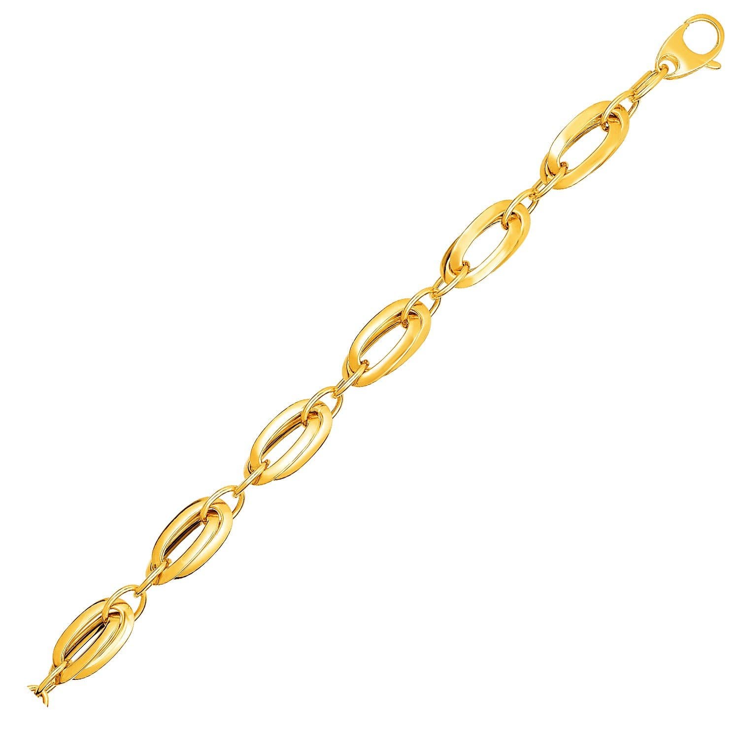 14k Yellow Gold Bracelet with Long Double Oval Links