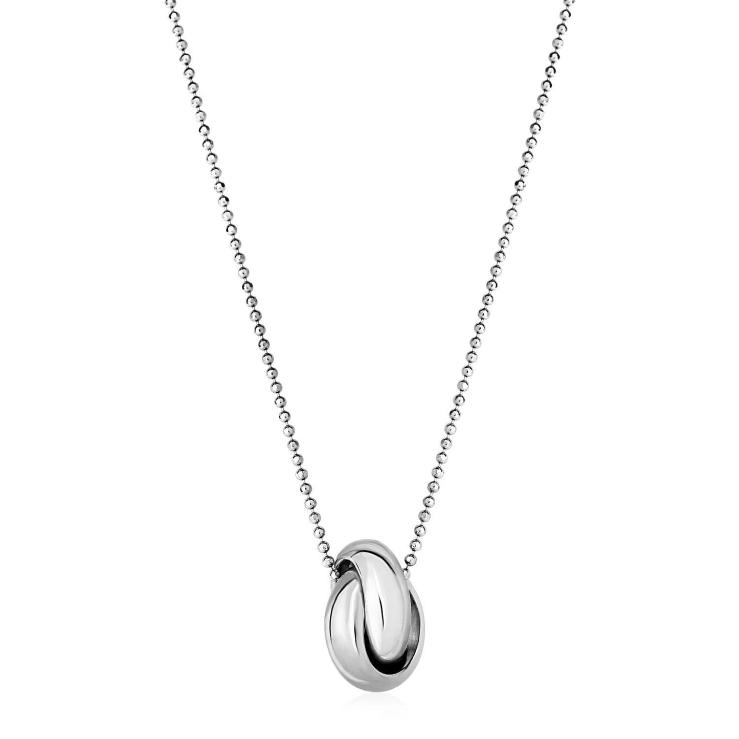 Pendant with Polished Interlocking Ring in Sterling Silver