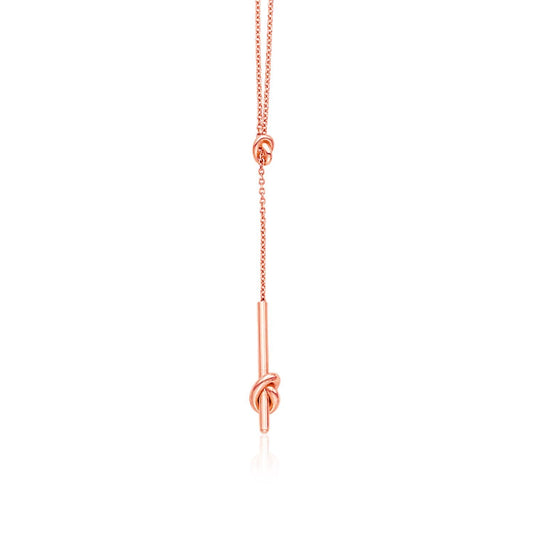 14k Rose Gold Lariat Necklace with Knots