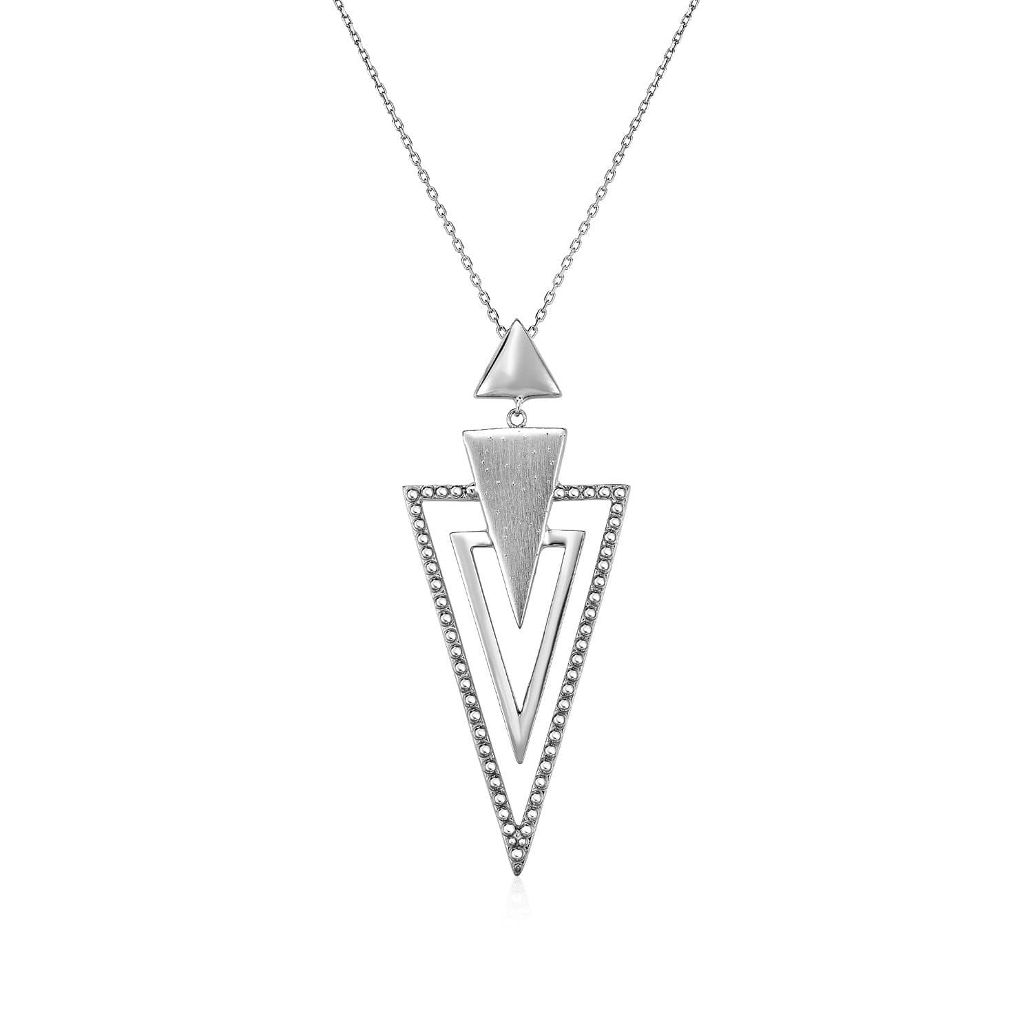 Graduated Textured Triangle Pendant in Sterling Silver