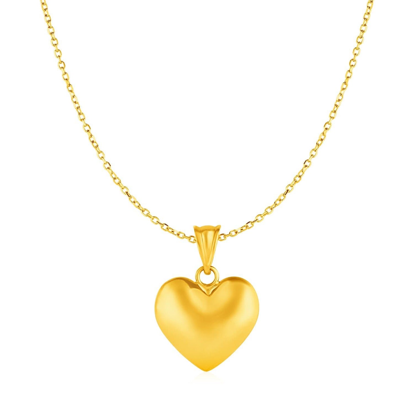Puffed Heart Pendant in 10k Yellow Gold