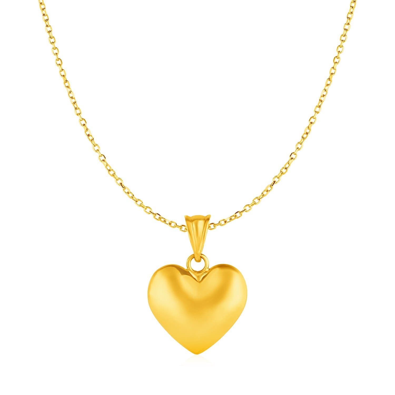Puffed Heart Pendant in 10k Yellow Gold