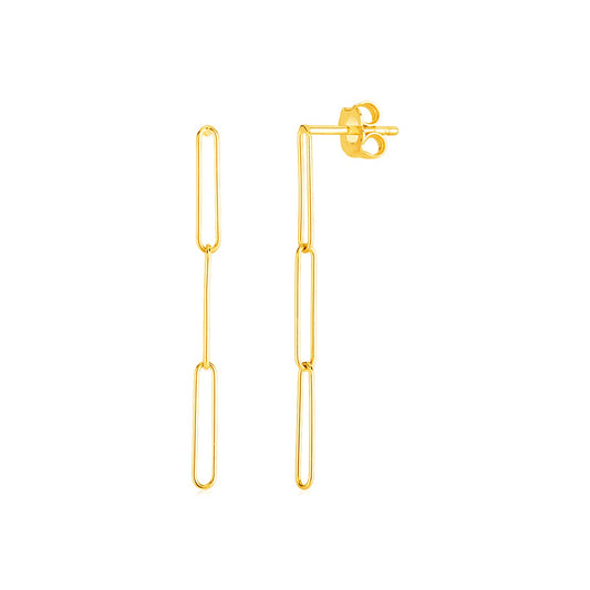 Paperclip Chain Earrings in 14k Yellow Gold