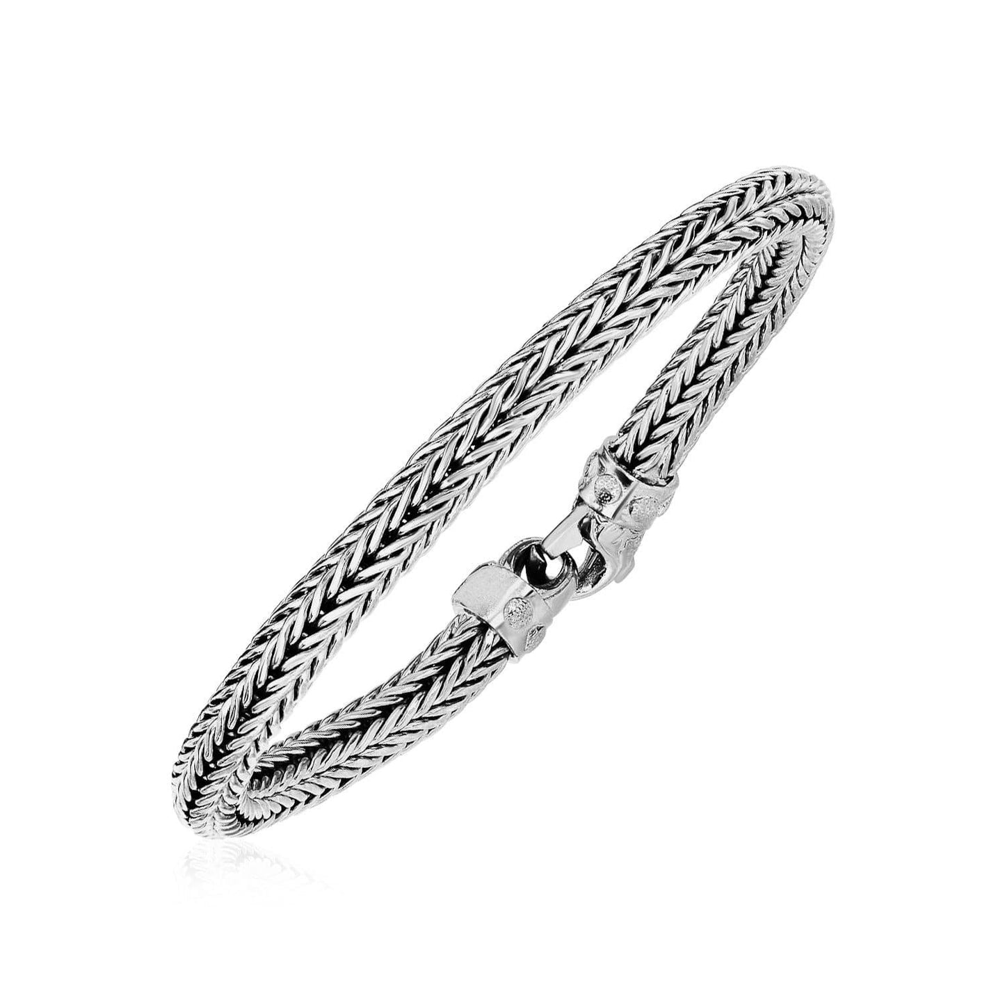 Wide Woven Rope Bracelet in Sterling Silver
