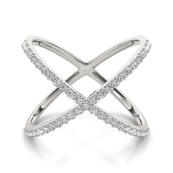 Diamond X Ring in 14k White Gold