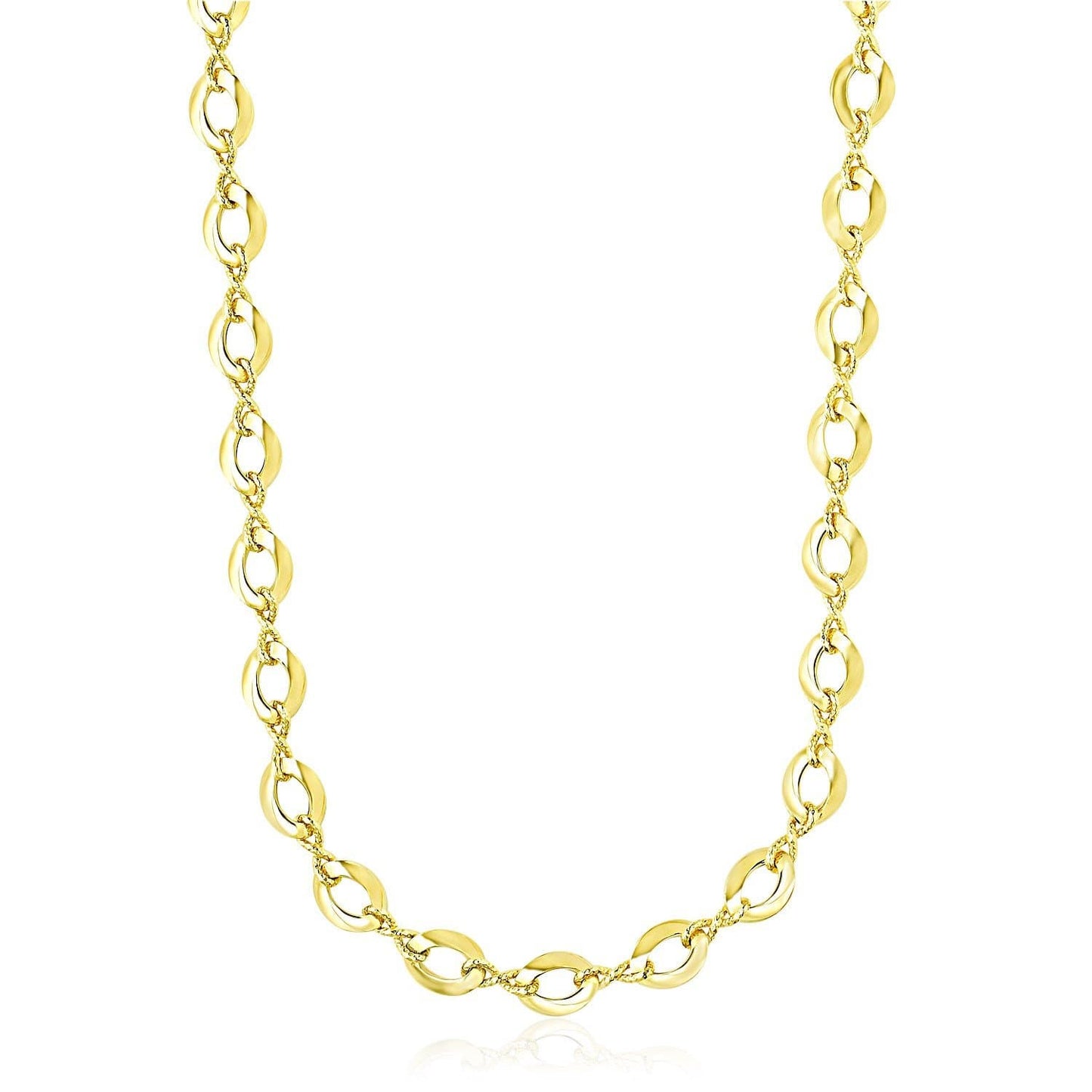 14k Yellow Gold Textured Infinity and Marquis Motif Necklace