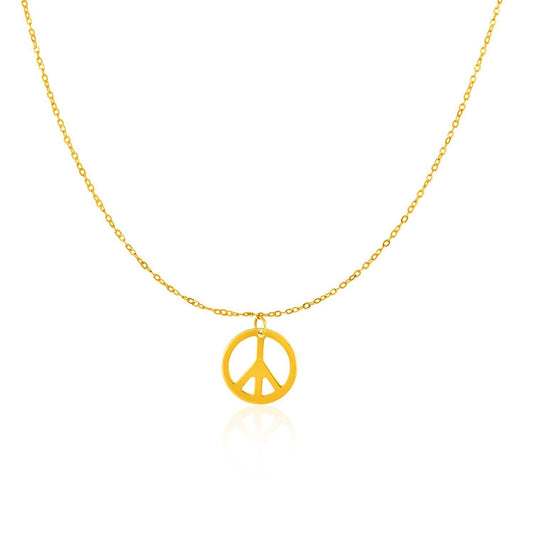 14K Yellow Gold with Peace Symbol Pendant
