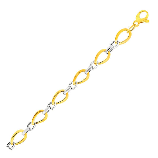 Twisted Oval Chain Bracelet in 14k Two Tone Gold