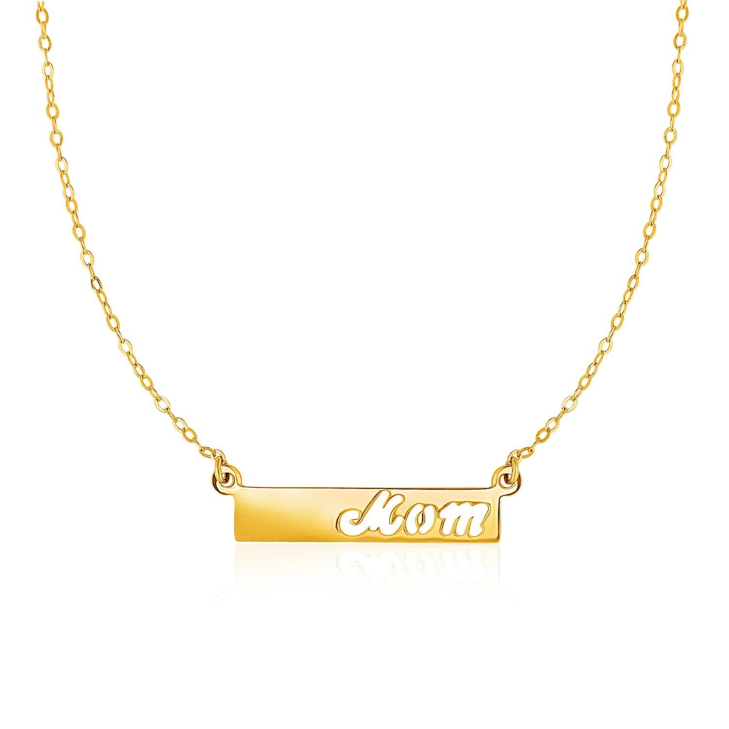 14K Yellow Gold Pendant with  inchesMom inches on Horizontal Bar