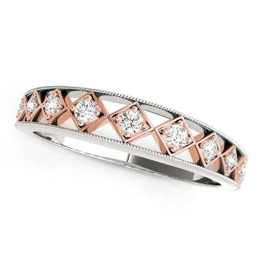 14K White Gold And Rose Gold Unique Diamond Wedding Band (1/10 ct. tw.)