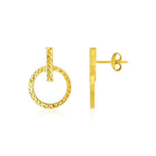 Textured Circle Earrings in 14k Yellow Gold