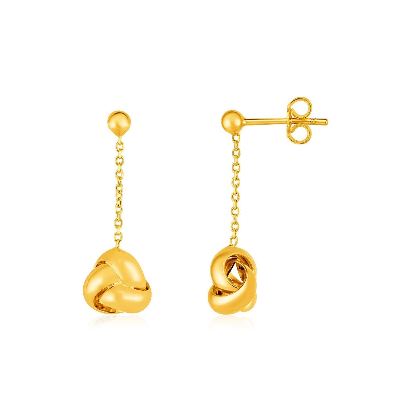 Love Knot Earrings in 14k Yellow Gold
