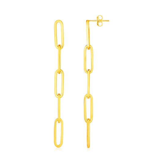 Long Paperclip Chain Earrings in 14K Yellow Gold