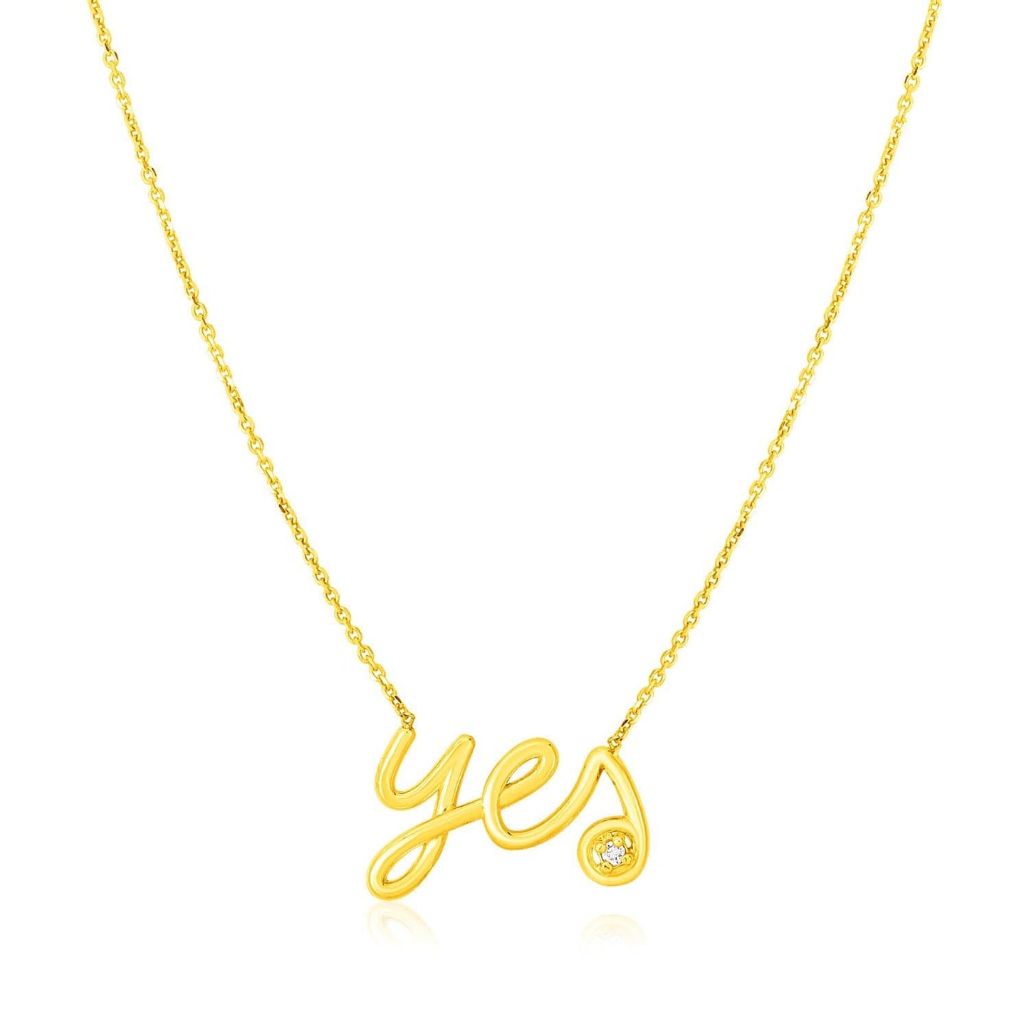 14K Yellow Gold Yes Necklace with Diamond