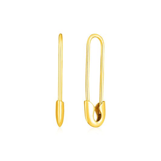 Safety Pin Earrings in 14k Yellow Gold