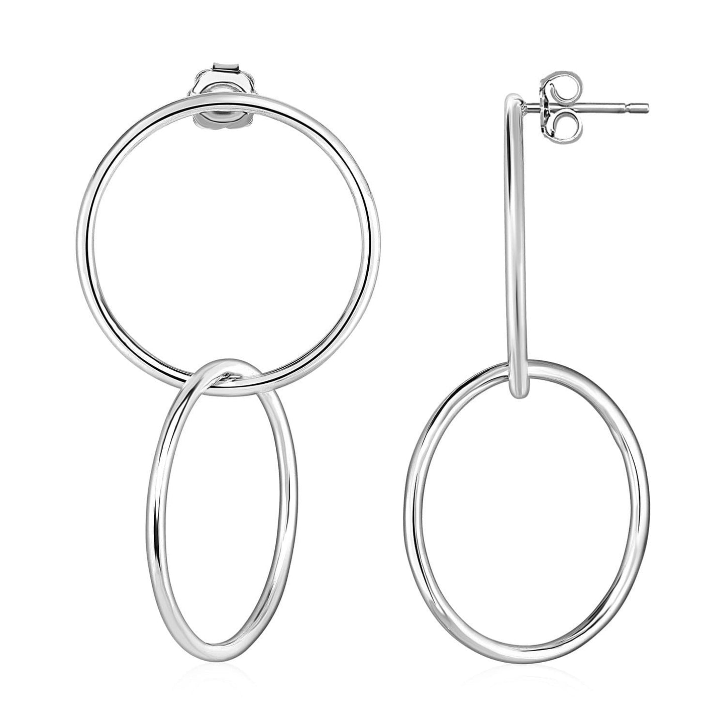 Interlocking Polished Ring Earrings in Sterling Silver