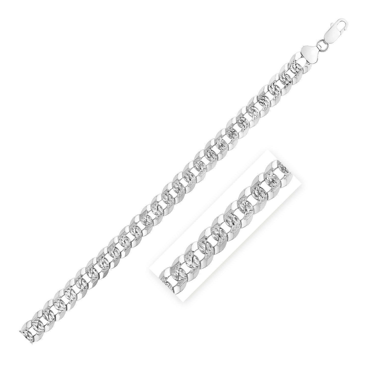 Sterling Silver Rhodium Plated Curb Chain 9.3mm