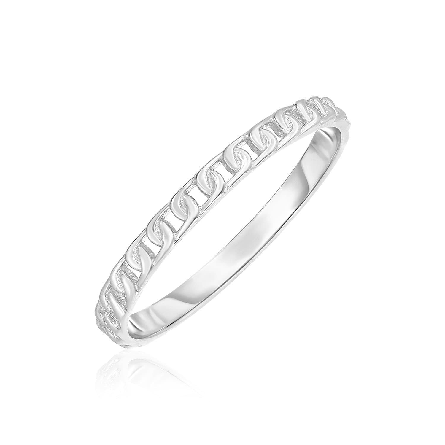 14k White Gold Ring with Bead Texture