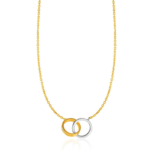 14k Two-Toned Yellow and White Gold Interlocking Rings Necklace