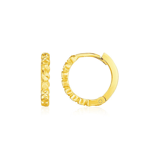 Textured Round Hoops in 14k Yellow Gold
