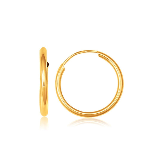 10k Yellow Gold Polished Endless Hoop Earrings (5/8 inch Diameter)