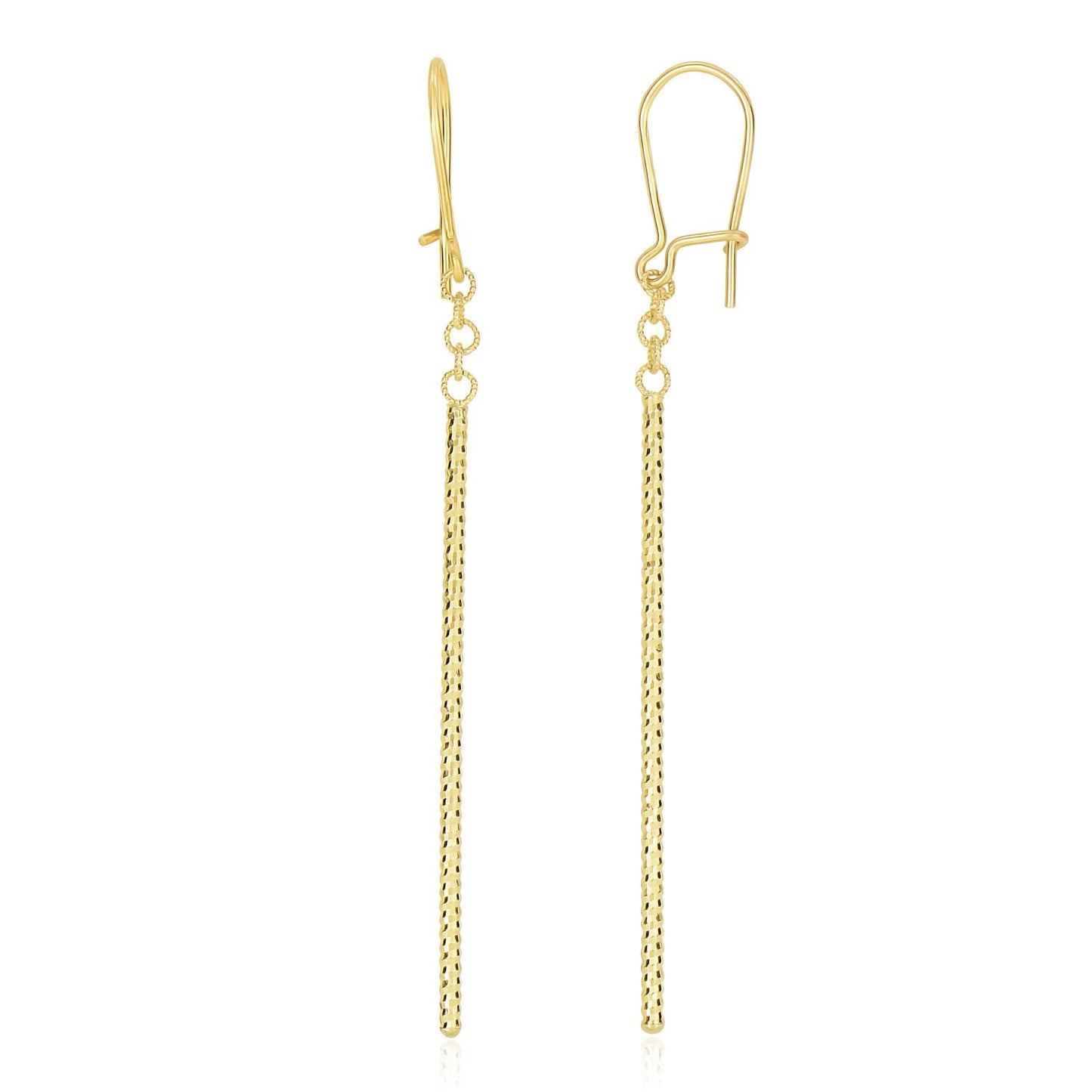 Long Bar Drop Earrings in 14k Yellow Gold