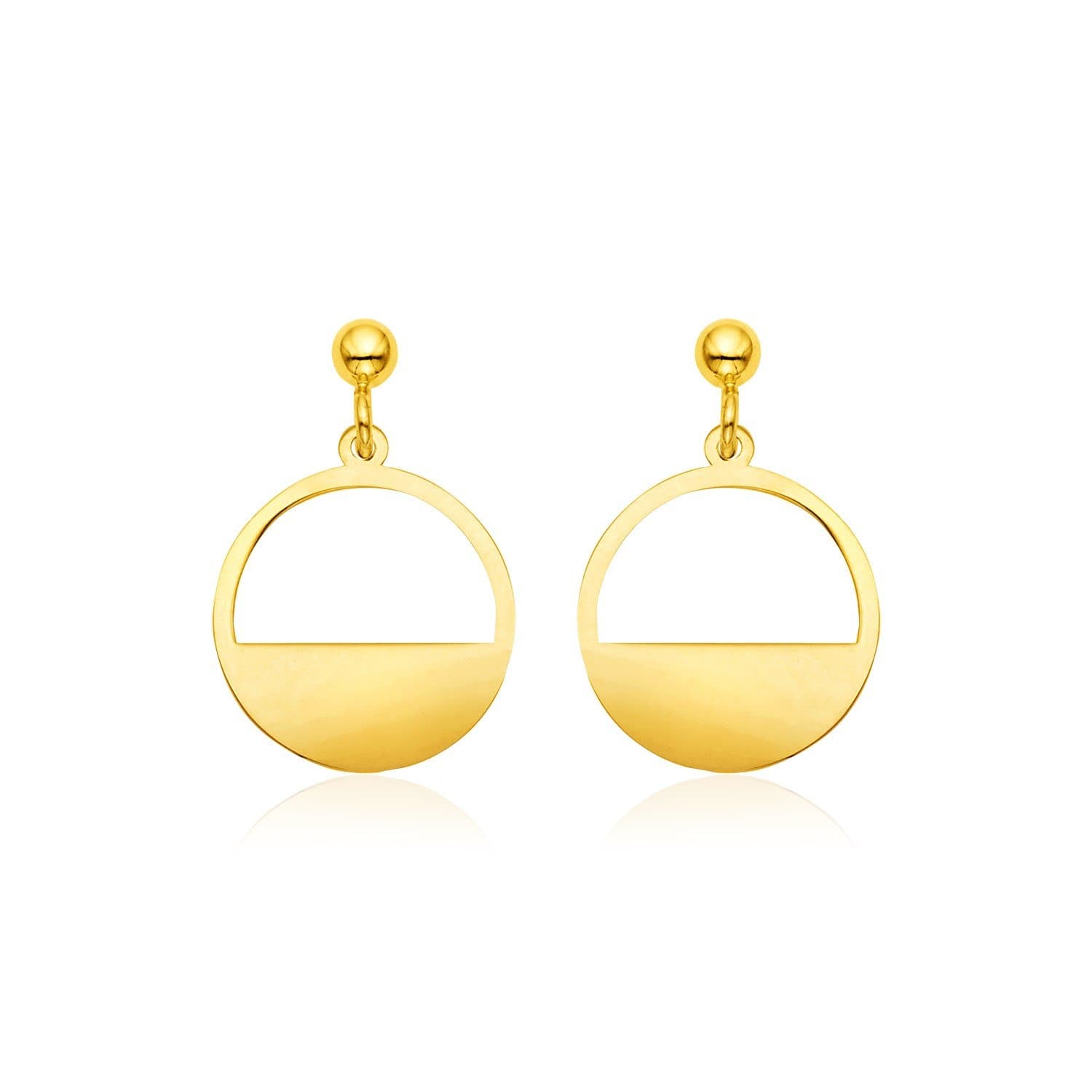14k Yellow Gold Half Open Circle Earrings