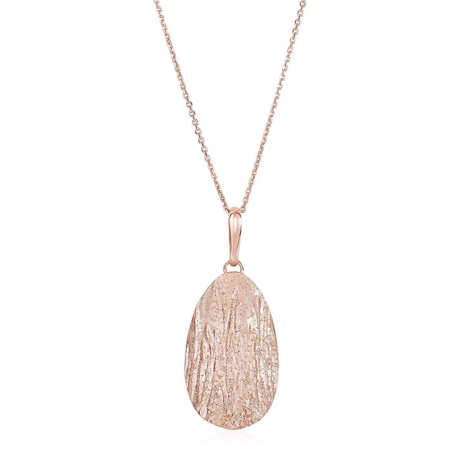 Textured Oval Pendant with Rose Finish in Sterling Silver