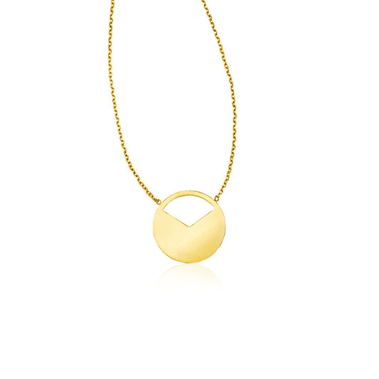 14k Yellow Gold Circle Necklace with Open Slice