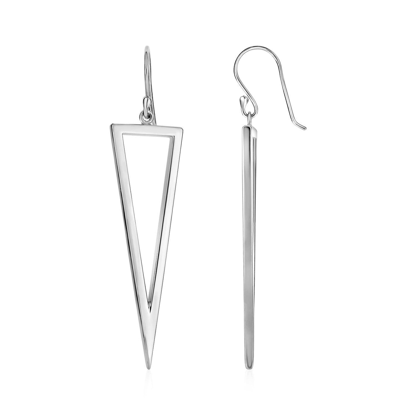 Open Triangle Drop Earrings in Sterling Silver