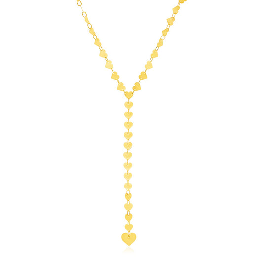 Heart Lariat Necklace in 14k Yellow Gold
