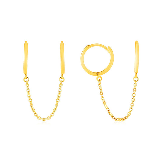 Chain Hoops in 14k Yellow Gold