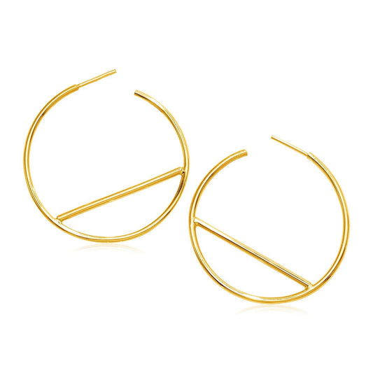 14k Yellow Gold Hoop Earrings with Bar Details