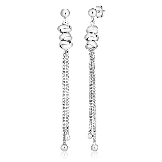 Sterling Silver Dangle Earrings with Polished Twists and beads