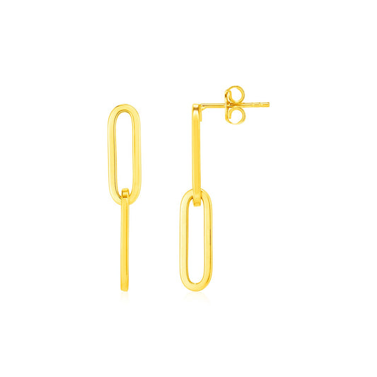 Paperclip Chain Earrings in 14K Yellow Gold