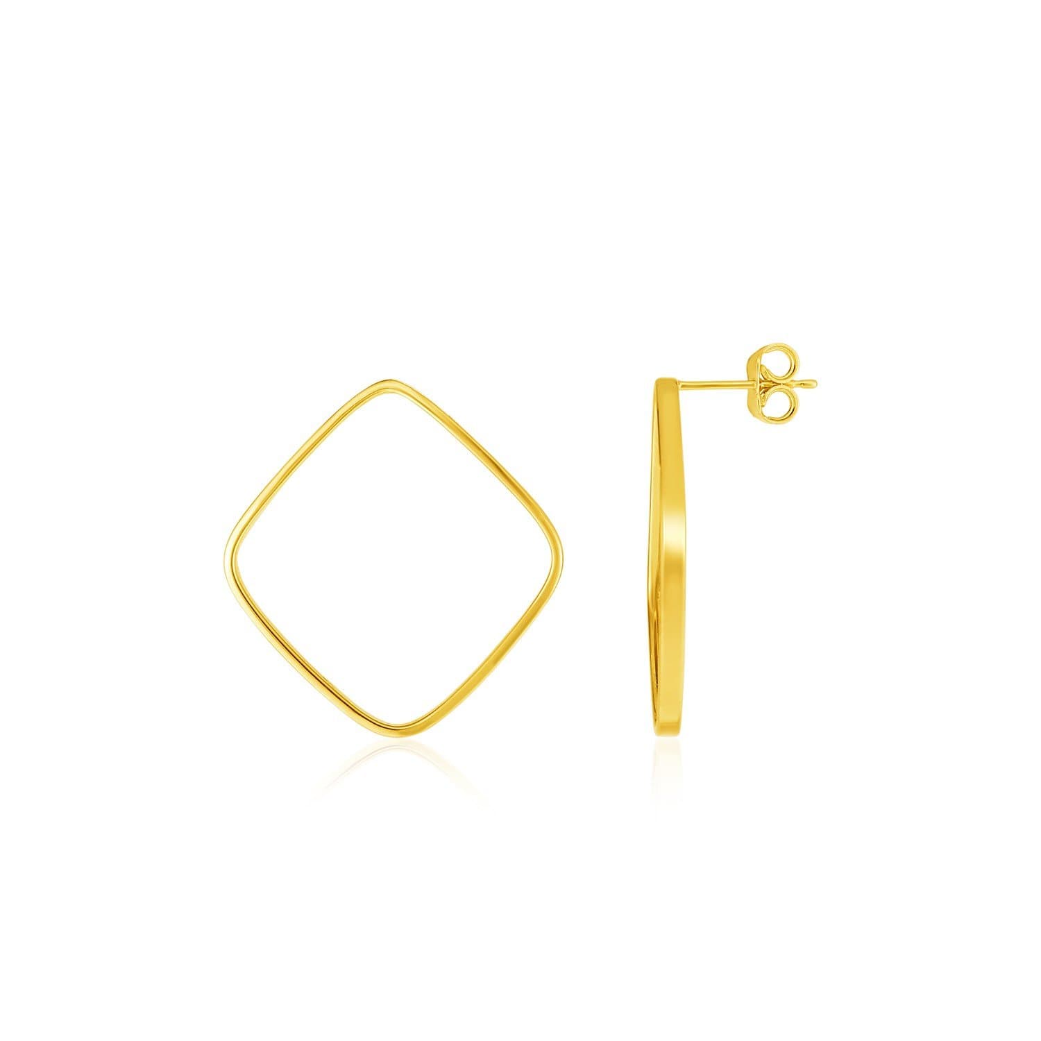 14k Yellow Gold Polished Open Square Post Earrings