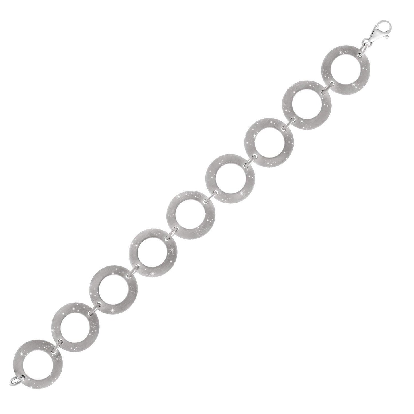 Sterling Silver Open Circle Diamond Dust Link Bracelet