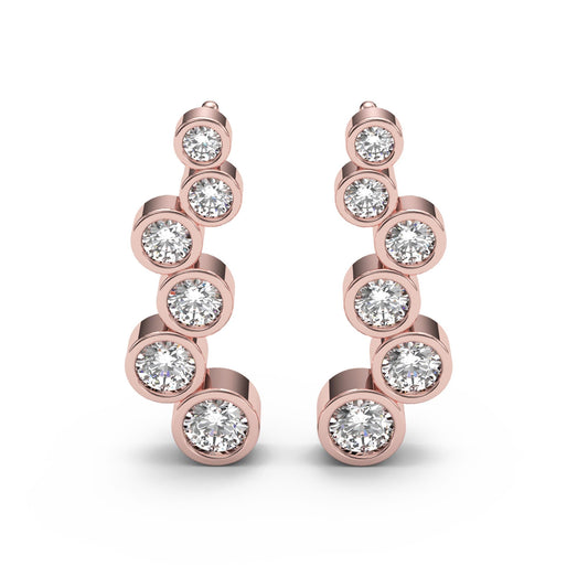 Round Cut Diamond Bezel Ear Climbers