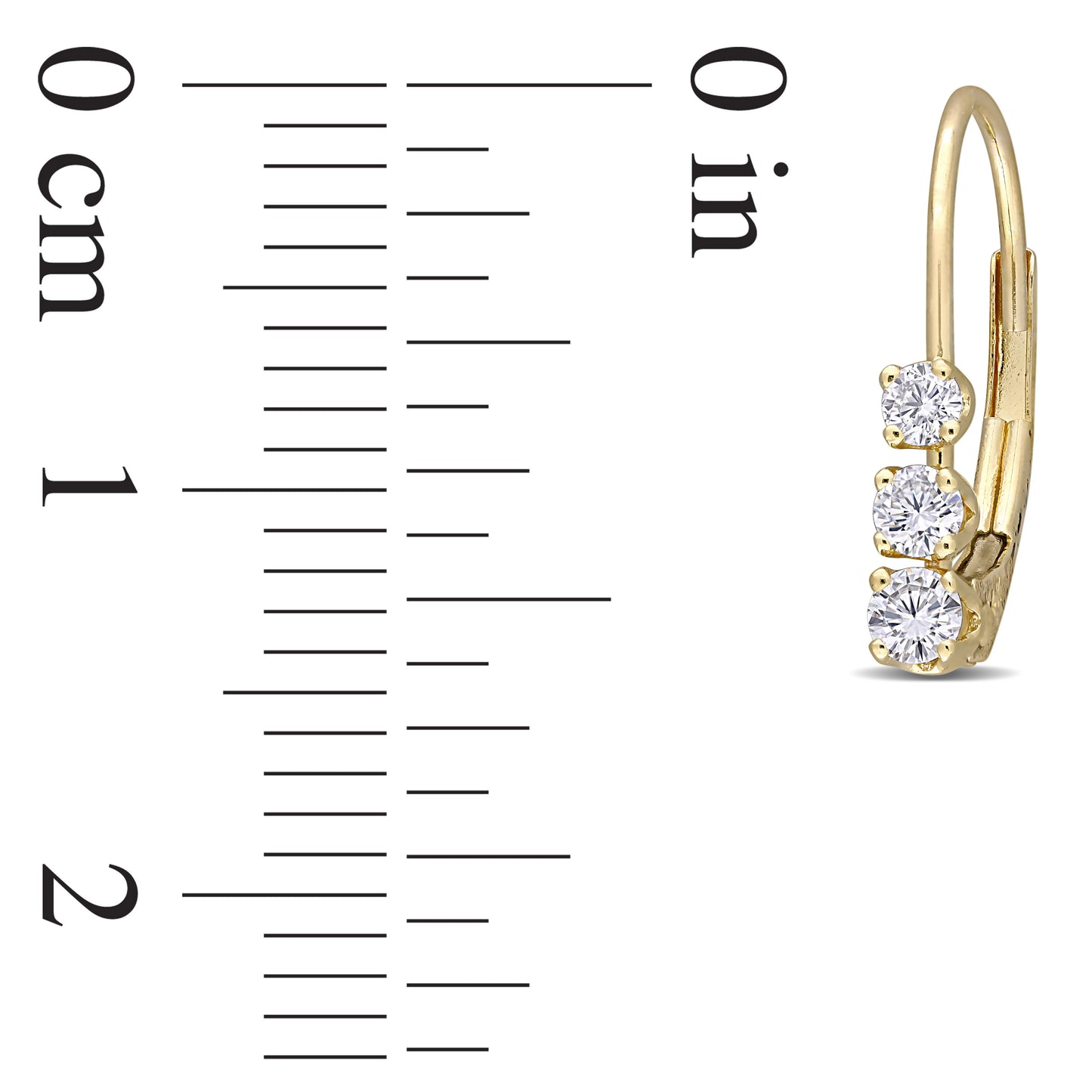 3-Stone Diamond Earrings in 14k Gold Yellow