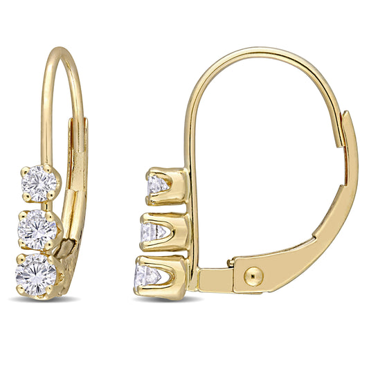 3-Stone Diamond Earrings in 14k Gold Yellow