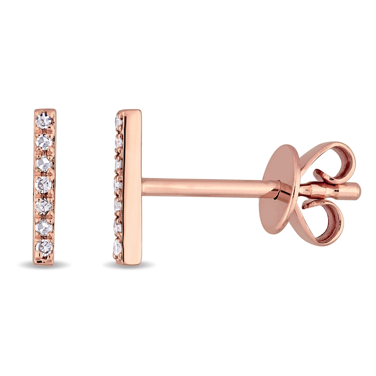 Bar Diamond Earrings in 14k Rose Gold