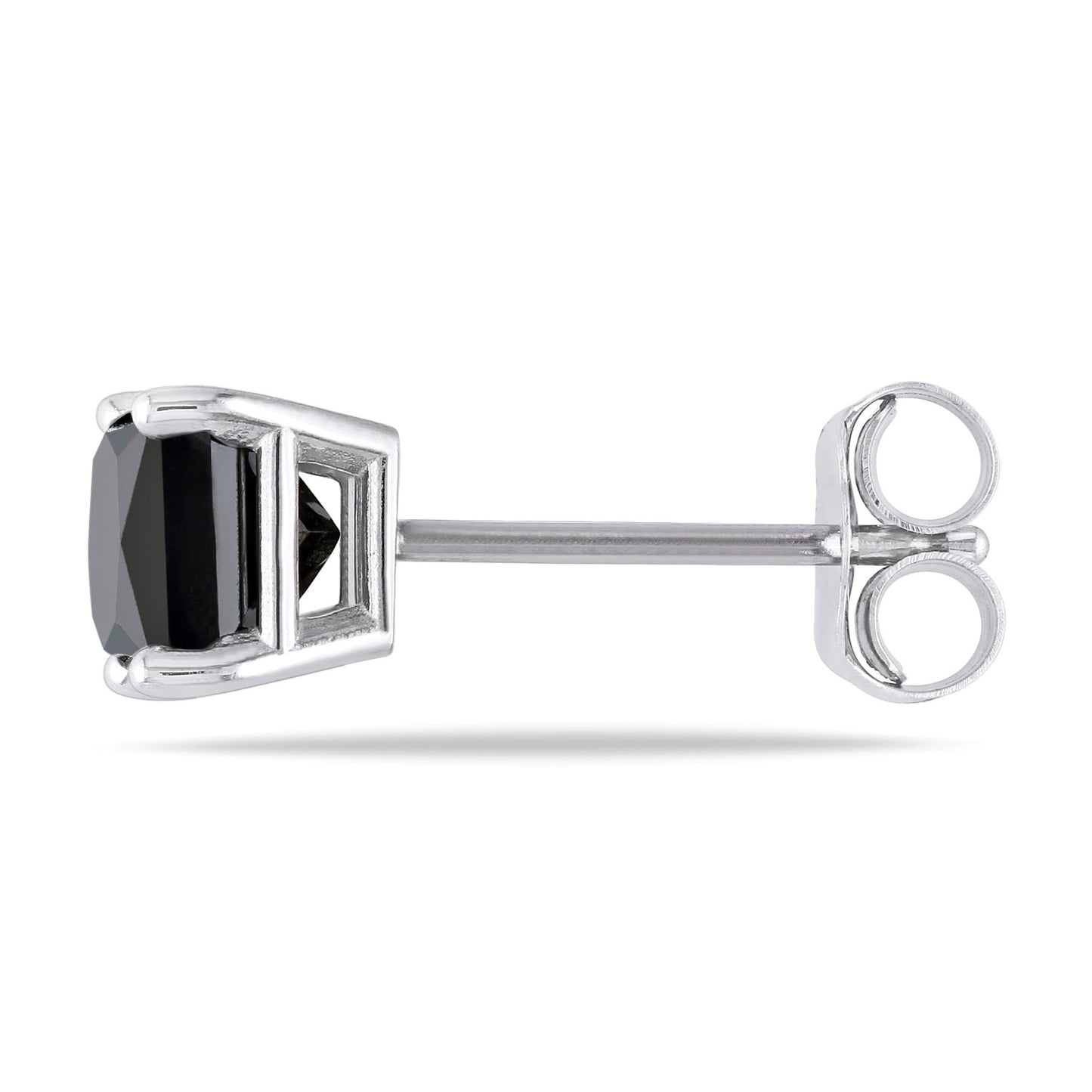 Princess Cut Black Diamond Studs in 10k White Gold