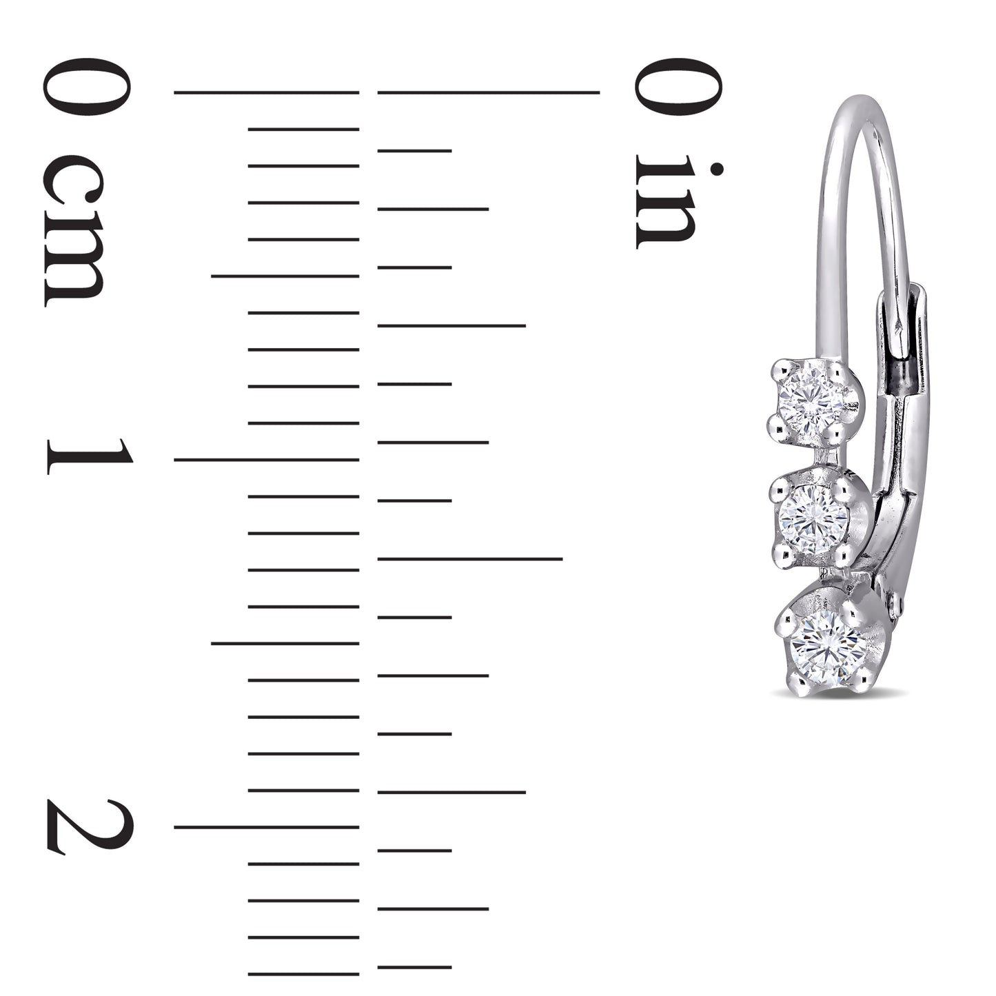 3-Stone Diamond Earrings in Sterling Silver