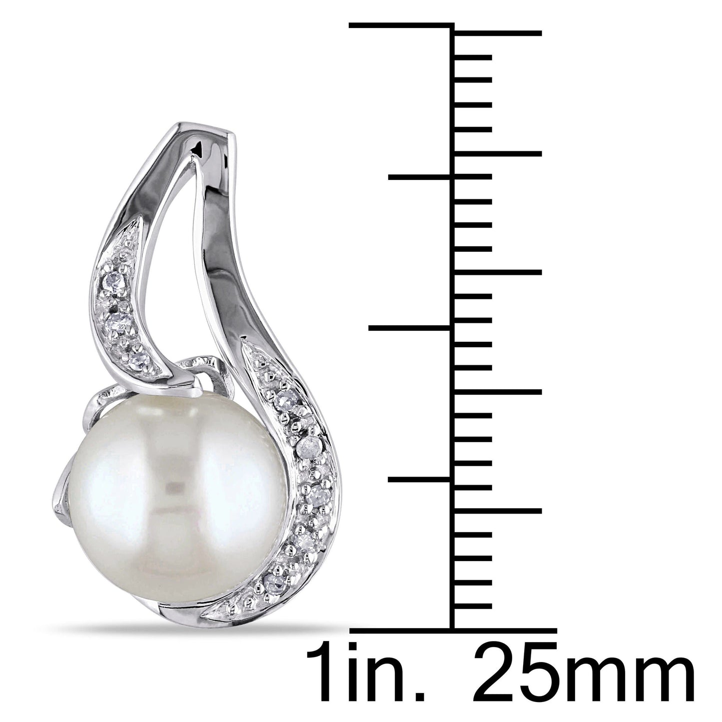 Michiko 9-9.5mm Cultured Freshwater Pearl Earrings with Diamond Accents