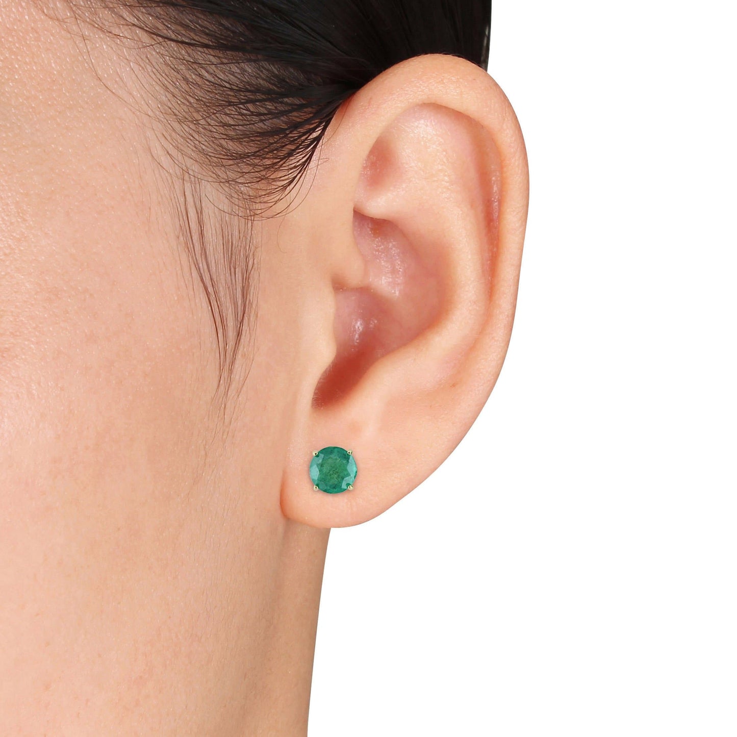Sophia B 1/2ct Genuine Emerald Solitaire Stud Earrings