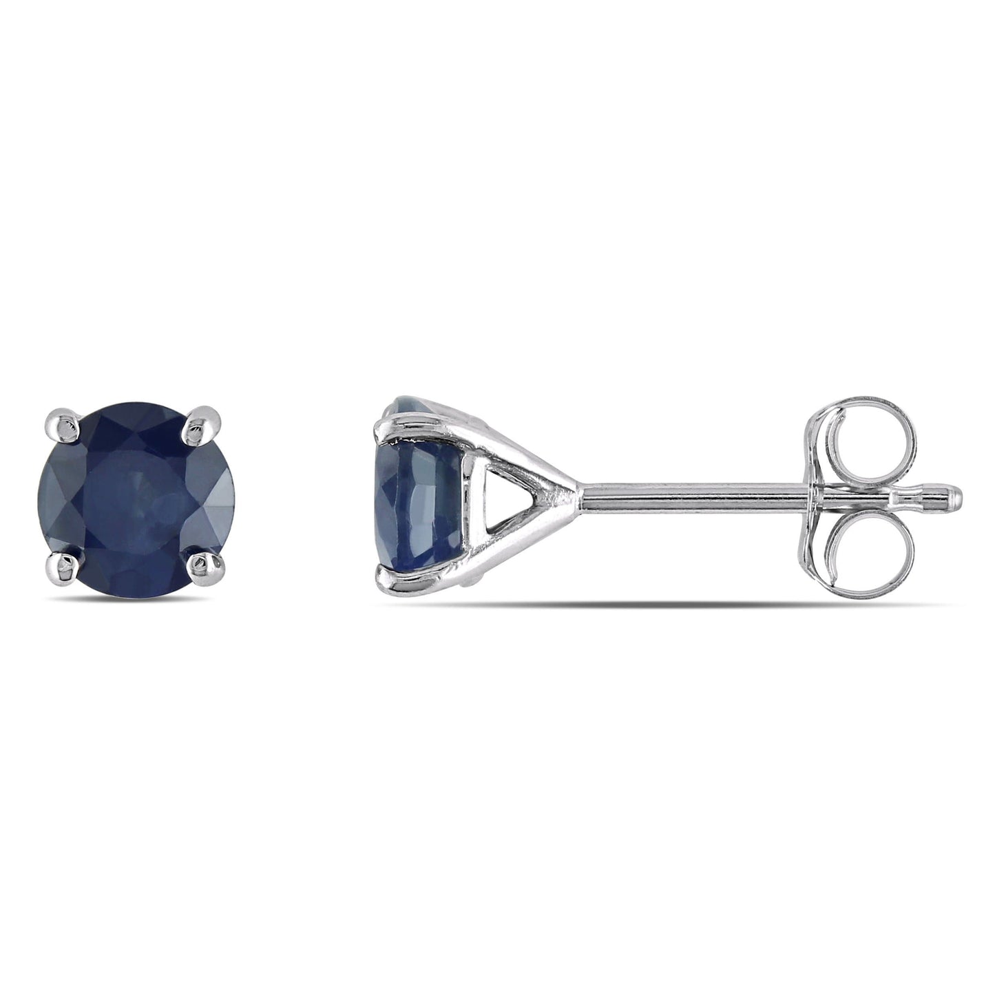 5mm Round Blue Sapphire 4-Prong Earrings
