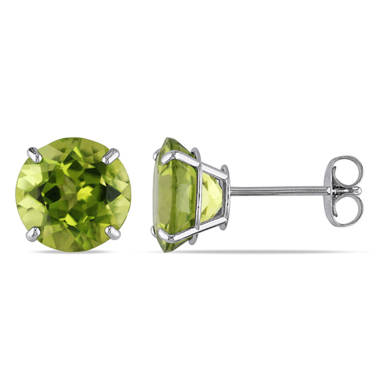 4ct Peridot Studs in 14k White Gold