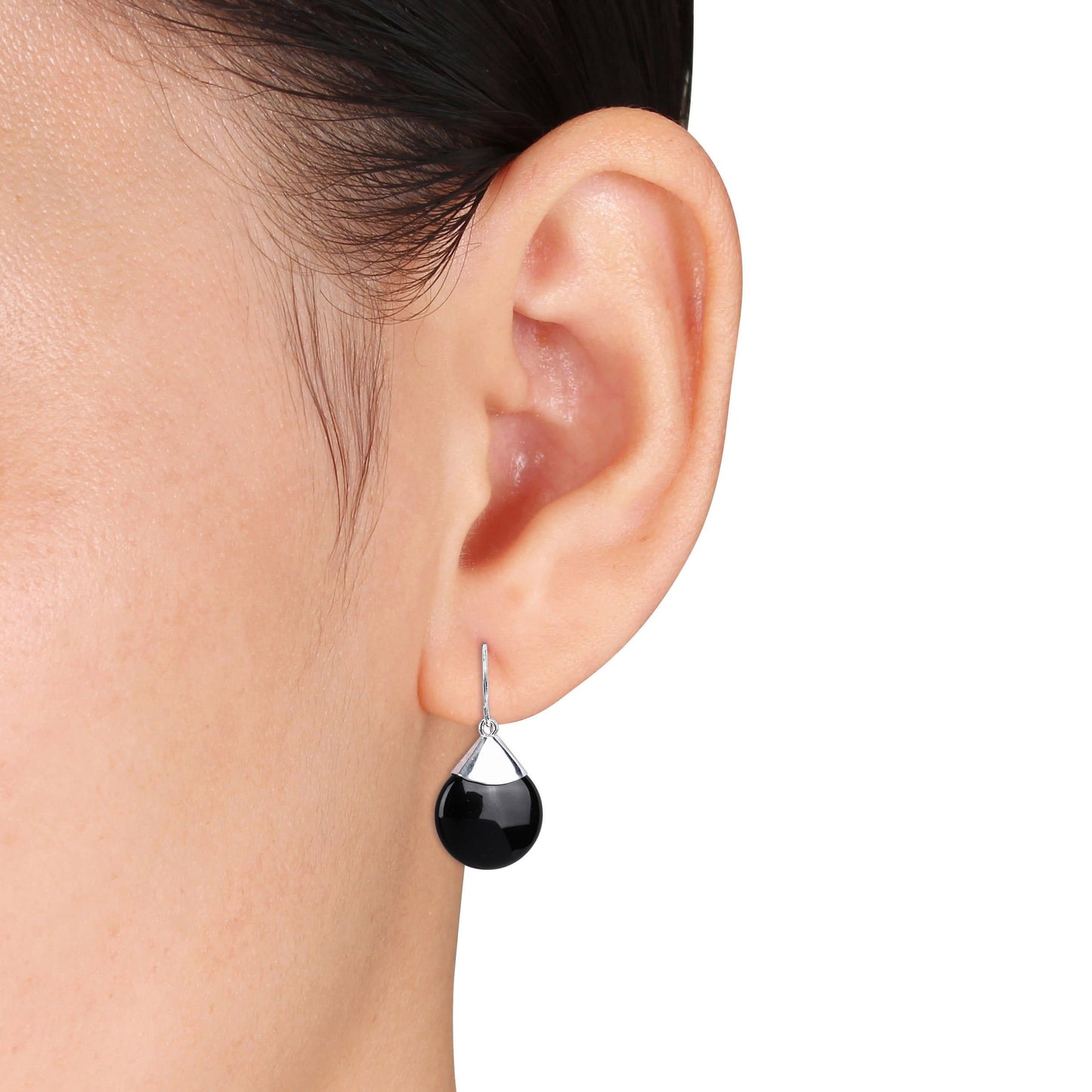 Round Black Onyx Earrings